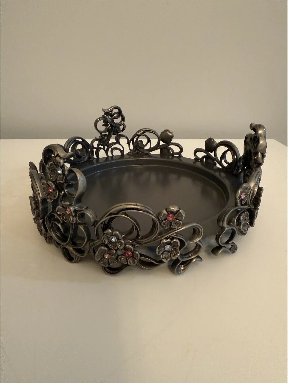 PartyLite Jewels 3-Wick Candle Holder ~ Pewter/Metal ~ NO Box ~ EUC